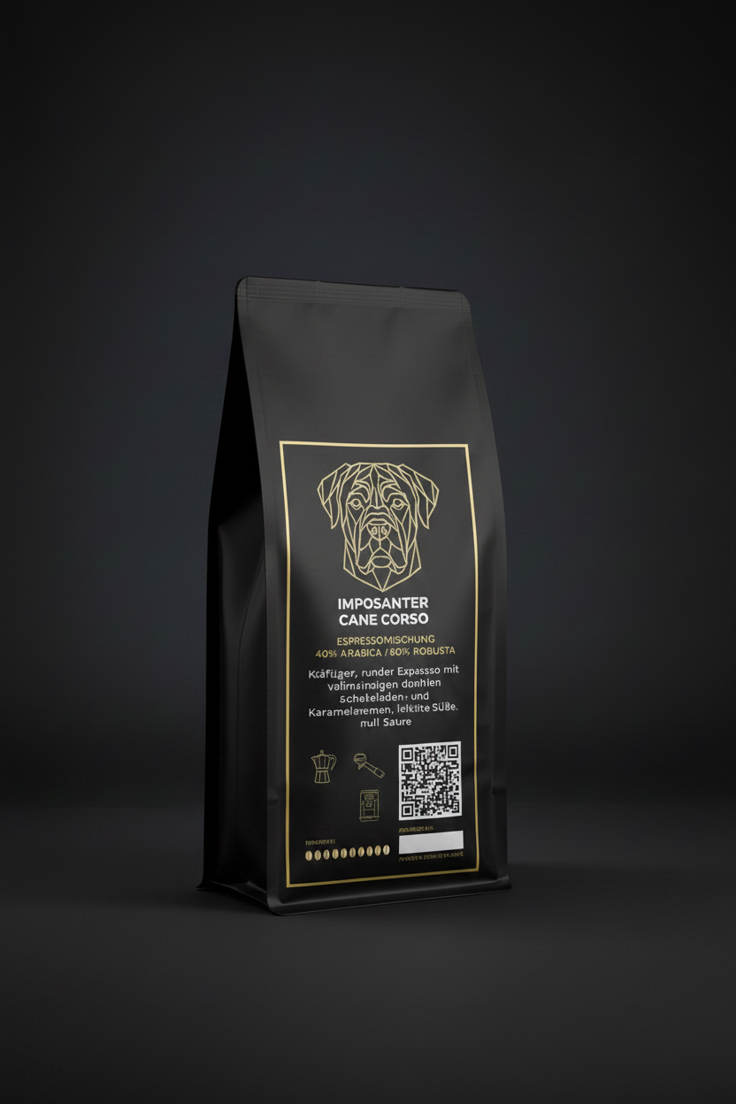 Cane Corso Kaffeetüte – Dreiviertel