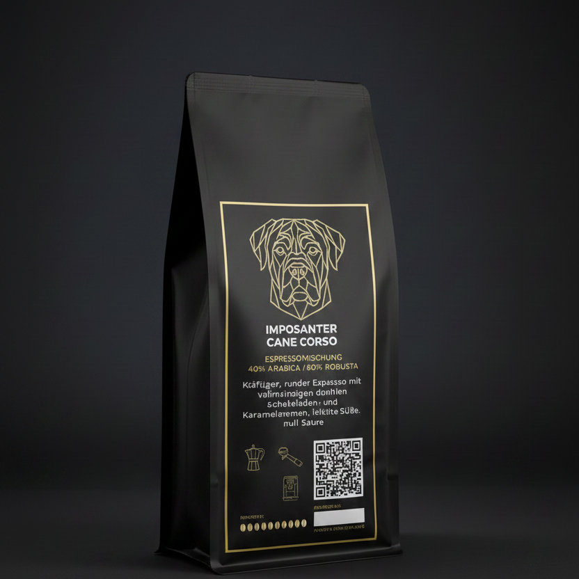Cane Corso Kaffeetüte – Dreiviertel