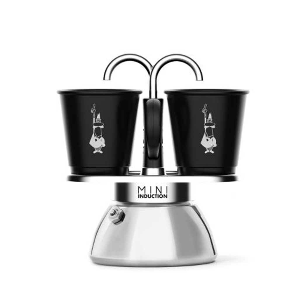 Bialetti Mini Express Induktion Set, Espressokocher + 2 Becher